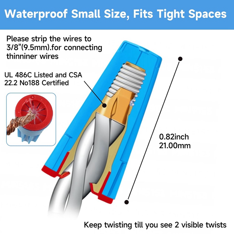 Wire Connector Cap - 50PCS Waterproof Wire Electrical Connectors 22AWG-14AWG,Outdoor