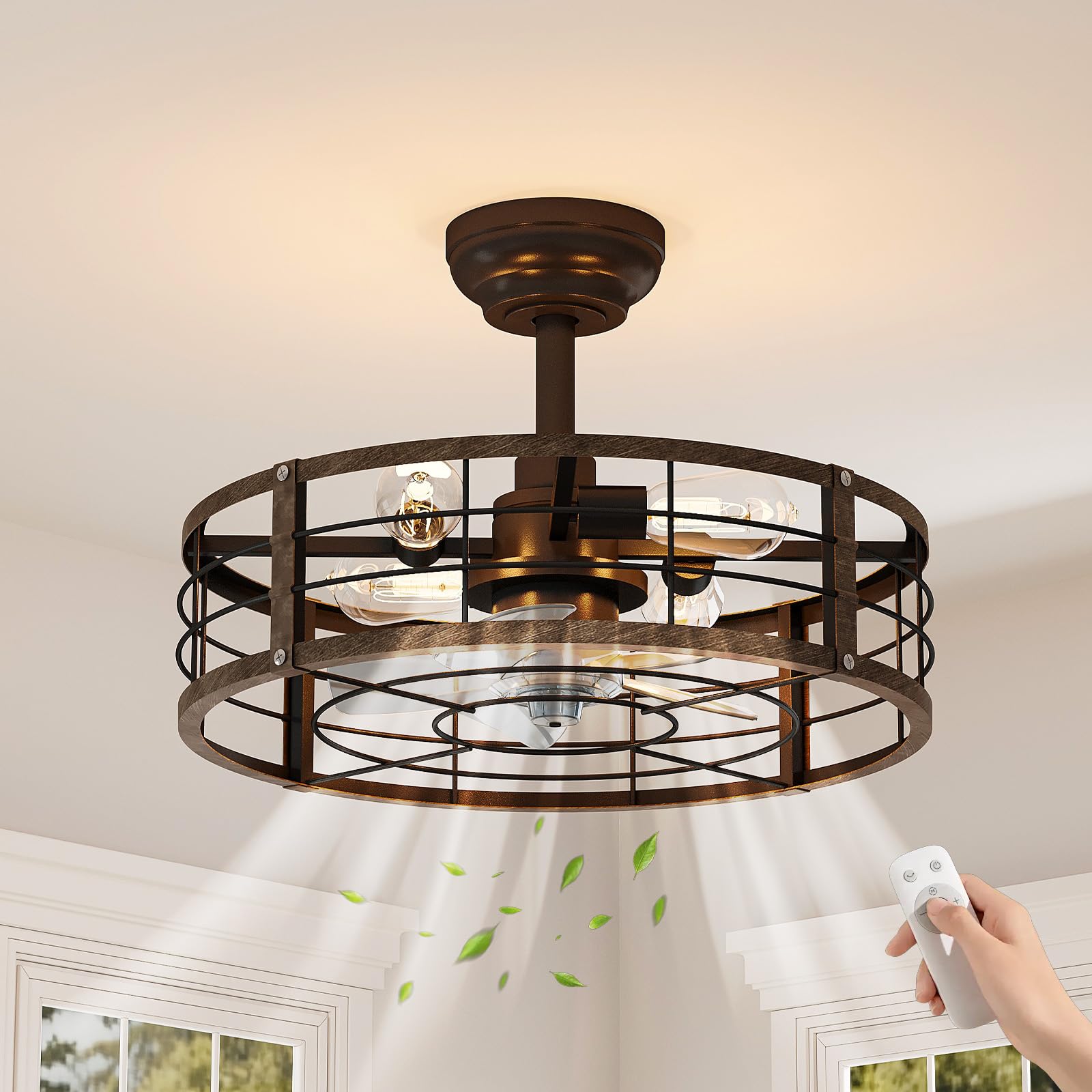 20'' Caged Flush Mount Ceiling - Ceiling Fan Mount avaliação e preço