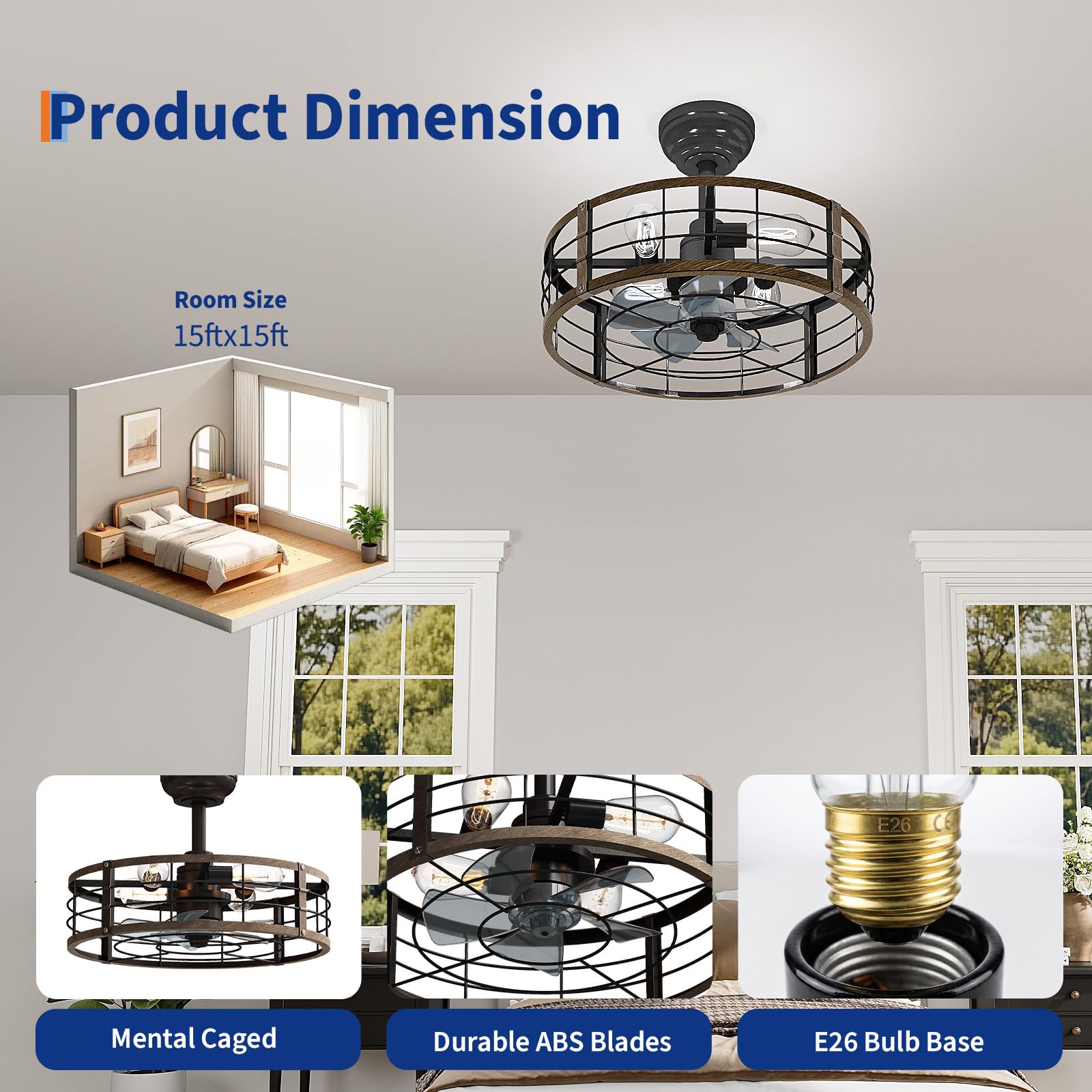 20'' Caged Flush Mount Ceiling - Ceiling Fan Mount avaliação e preço