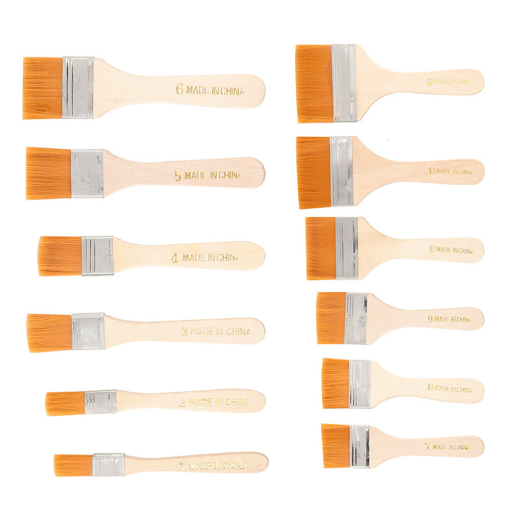 12Pcs Nylon Flat Paint Brushes - Home Improvement Fence avaliação e preço