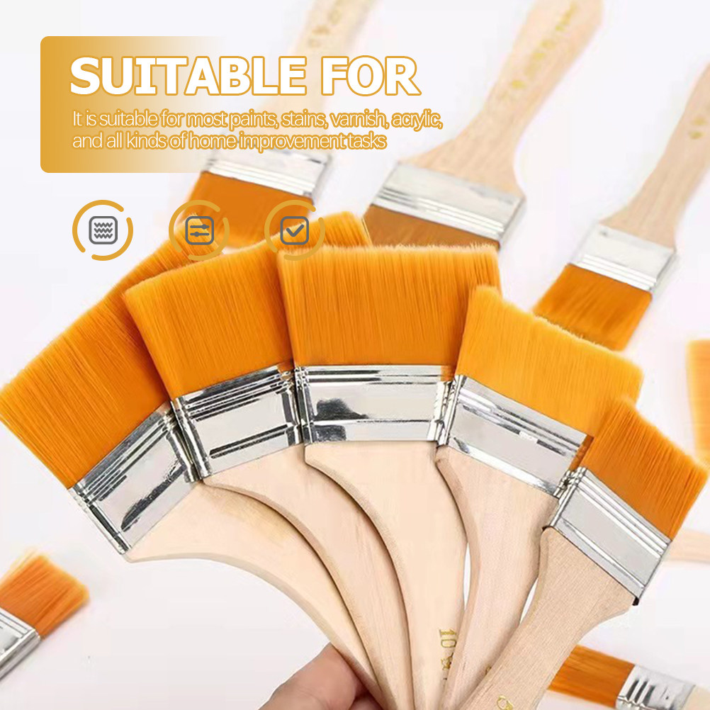 12Pcs Nylon Flat Paint Brushes - Home Improvement Fence avaliação e preço