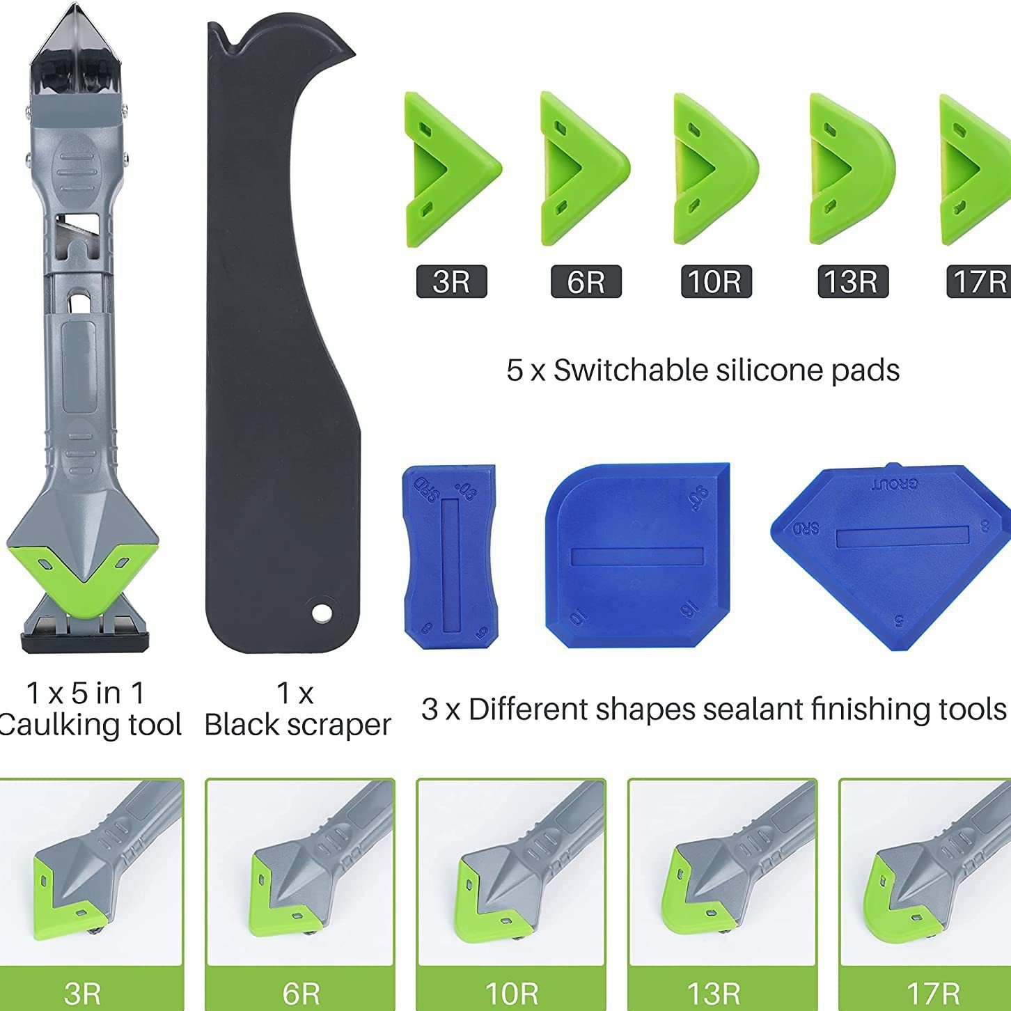 5 In 1 Silicone Caulking Tools - Bathroom Caulk Siliconized avaliação e preço