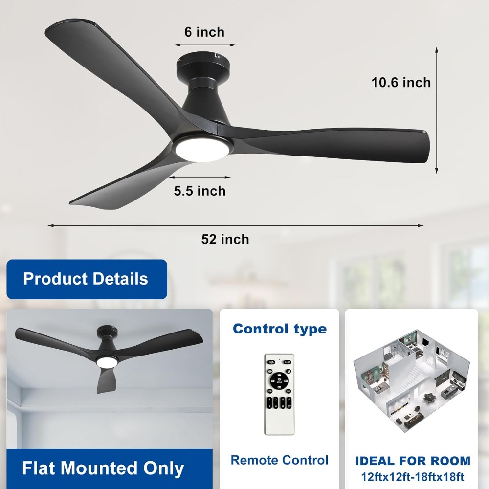 52-Inch Low Profile Ceiling Fa - Ceiling Fan Mount avaliação e preço