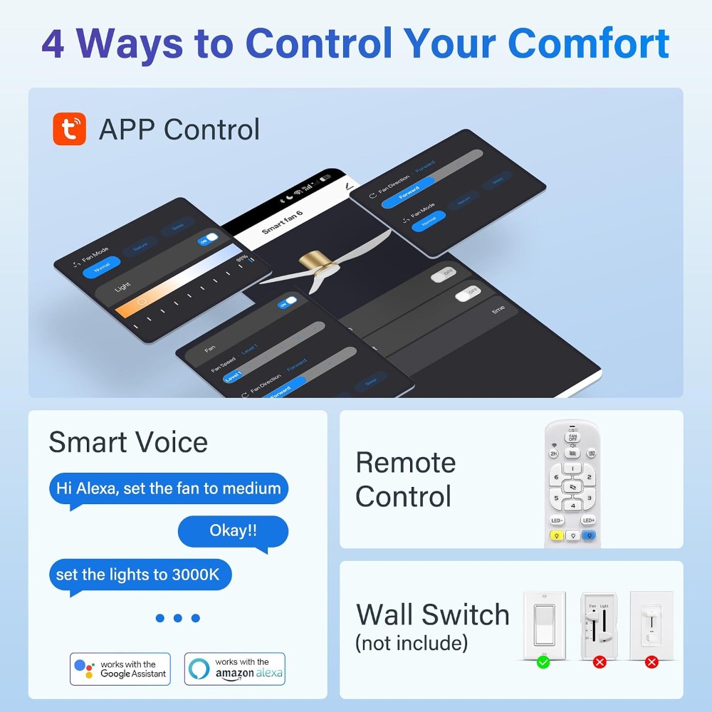 42 Inch Smart Ceiling Fan with - Ceiling Fan Mount avaliação e preço
