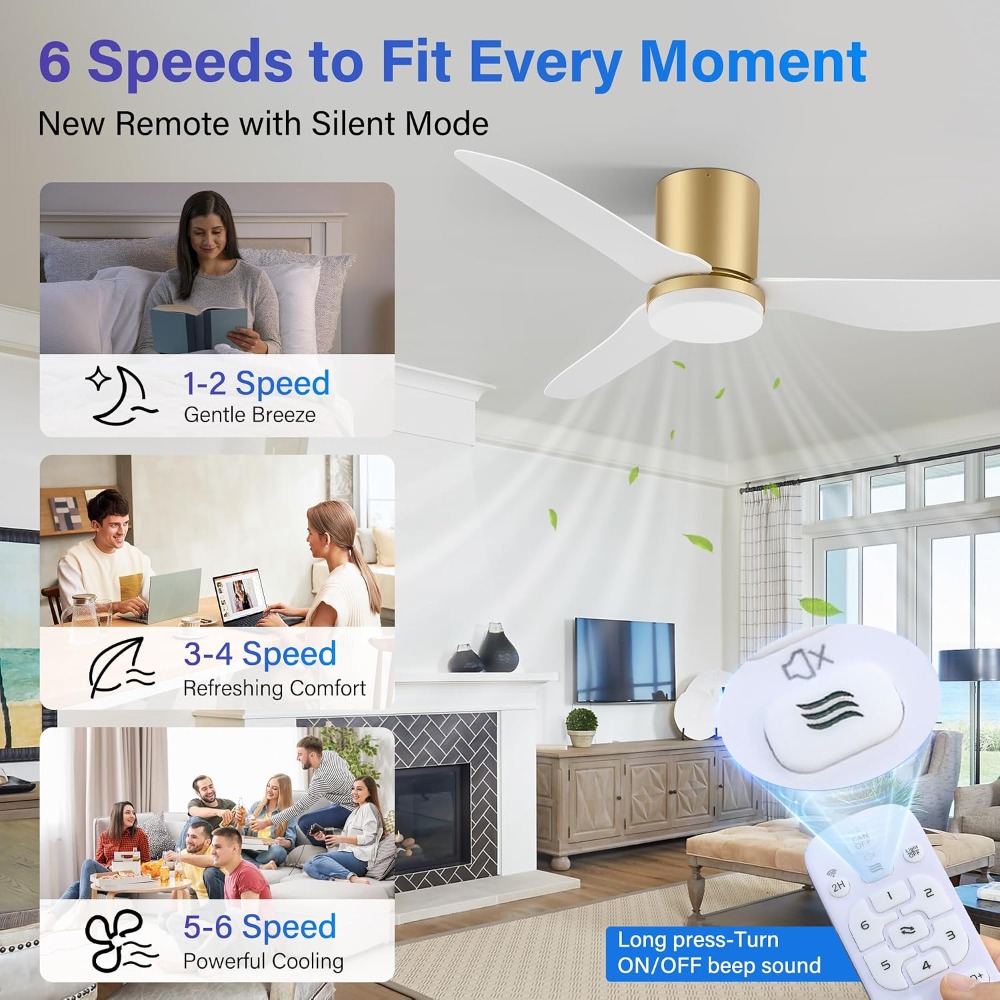 42 Inch Smart Ceiling Fan with - Ceiling Fan Mount avaliação e preço
